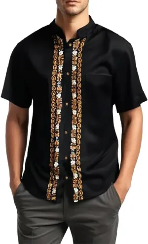 Premium Quality Mens Guayabera Shirts, Button Down, Detailed Embroidery, and Fine Stitching, Sizes S-XL