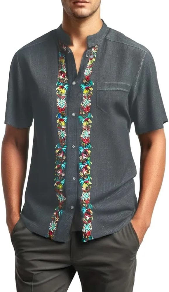 Premium Quality Mens Guayabera Shirts, Button Down, Detailed Embroidery, and Fine Stitching, Sizes S-XL