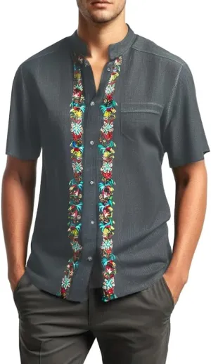 Premium Quality Mens Guayabera Shirts, Button Down, Detailed Embroidery, and Fine Stitching, Sizes S-XL