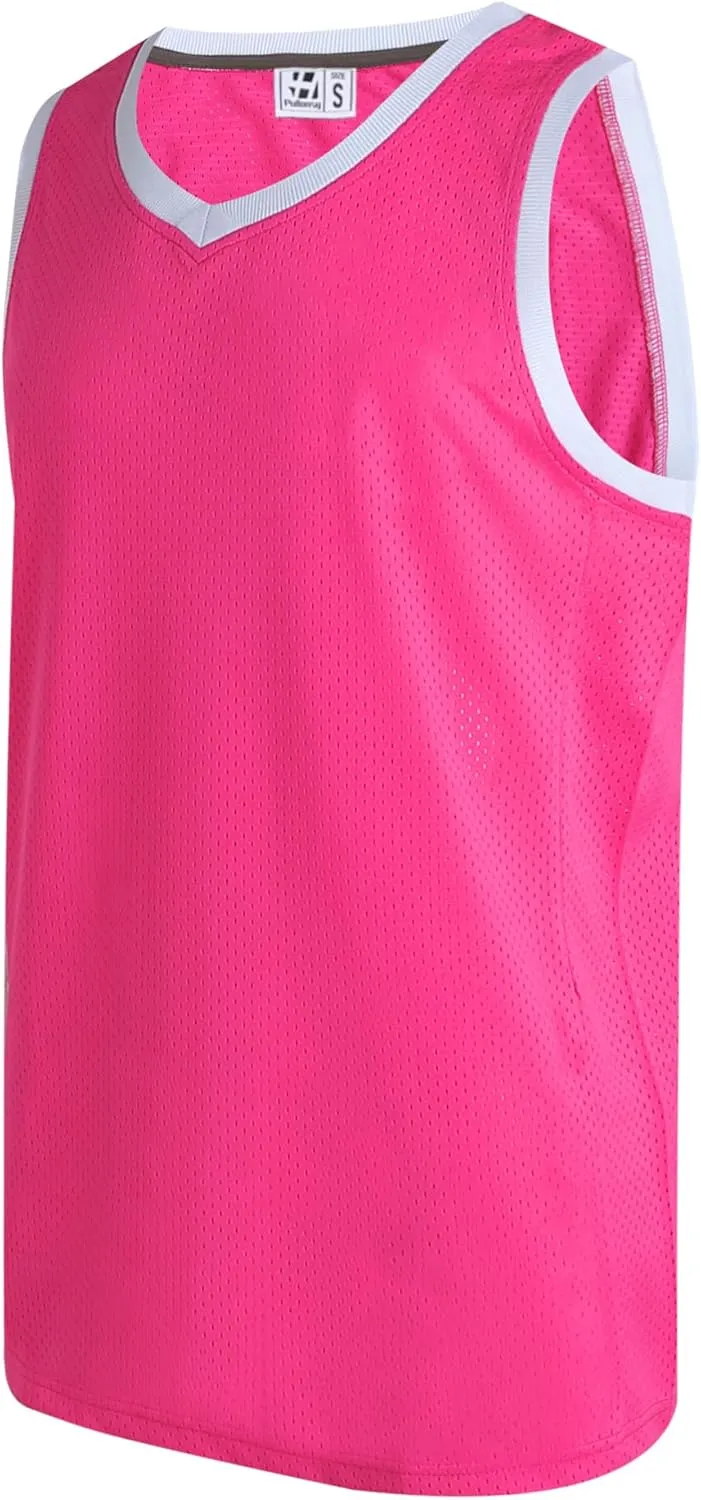 Pullonsy Men's Mesh Athletic Basketball Jersey V-Neck Hip Hop Sports Shirts Fans Tank Top