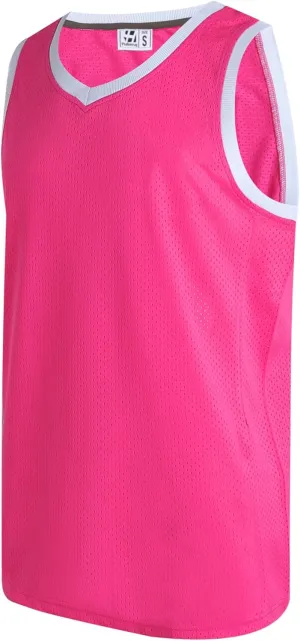 Pullonsy Men's Mesh Athletic Basketball Jersey V-Neck Hip Hop Sports Shirts Fans Tank Top
