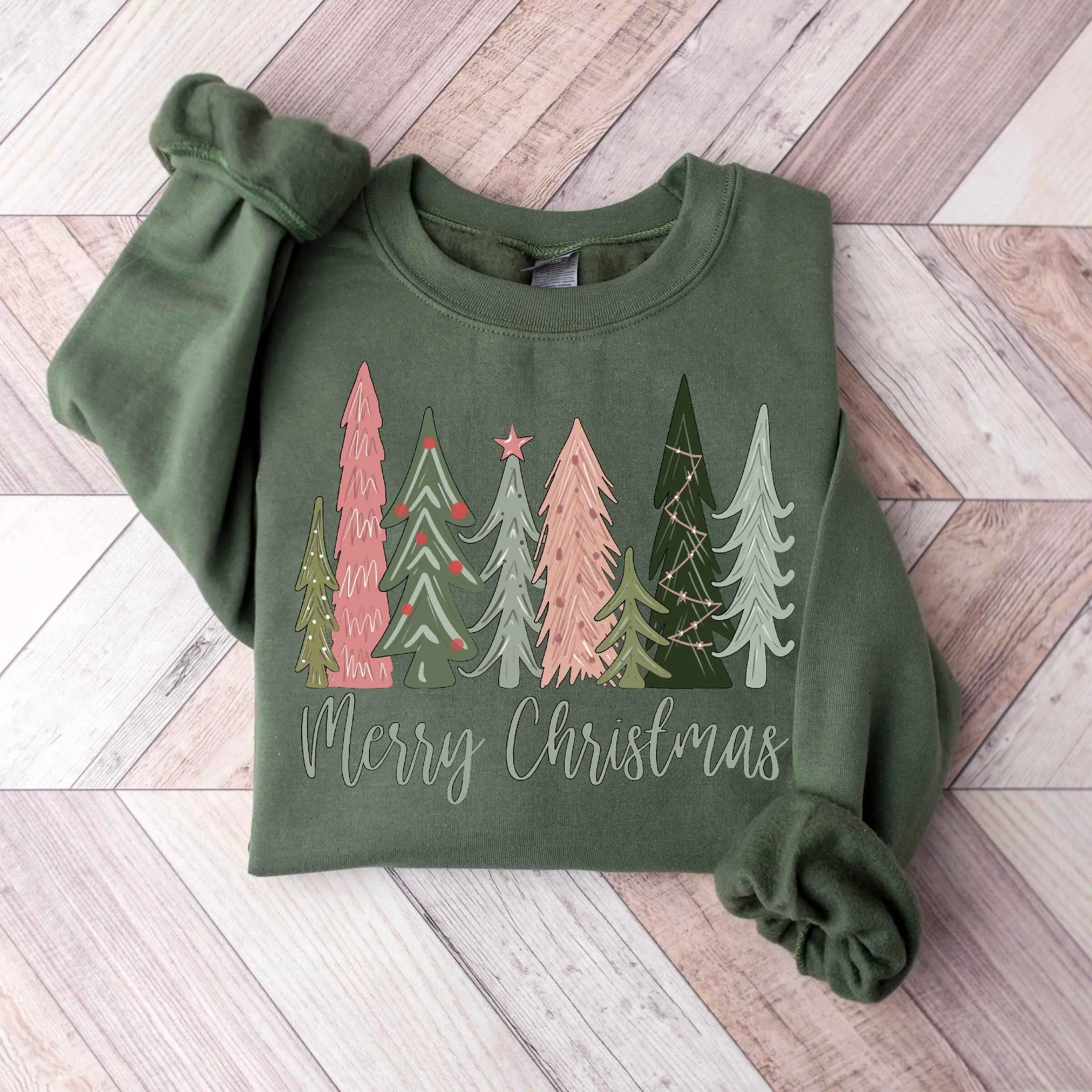 "Merry Christmas" Forest Sweatshirt – Festive Holiday Apparel
