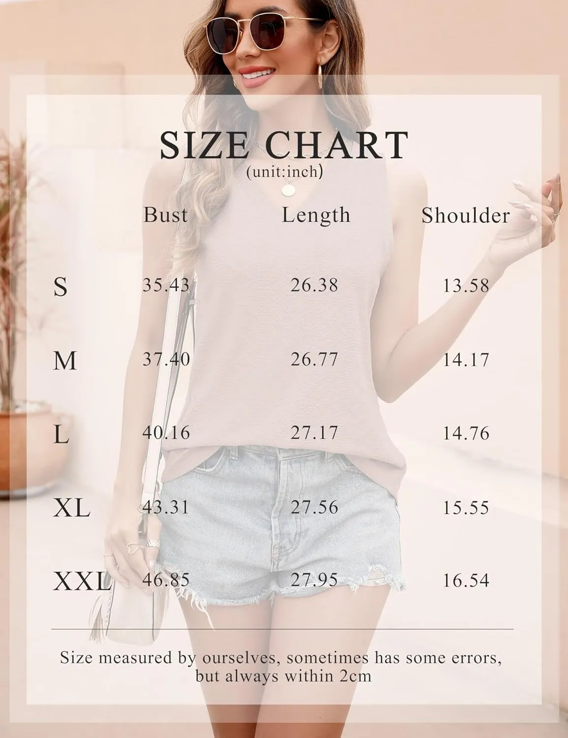 Rapbin Womens Tank Tops 2024 Summer V Neck Sleeveless Shirts for Women Loose Casual