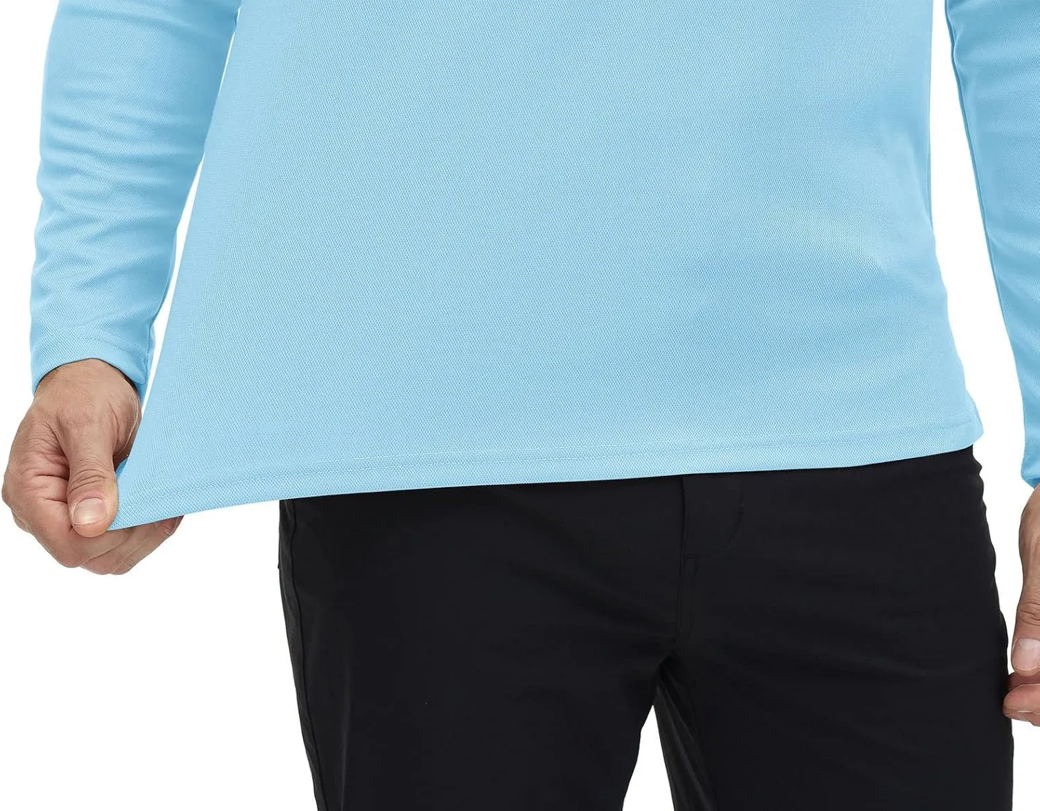 Rdruko Men's Polo with Pocket Long Sleeve Quick Dry Outdoor Golf Pullover Collared T-Shirt