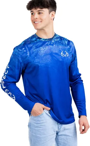 Realtree Men's Fishing Camo Sun Protection UV UPF 50  Long Sleeve Shirts and Hoodies Running Hiking Quick Dry