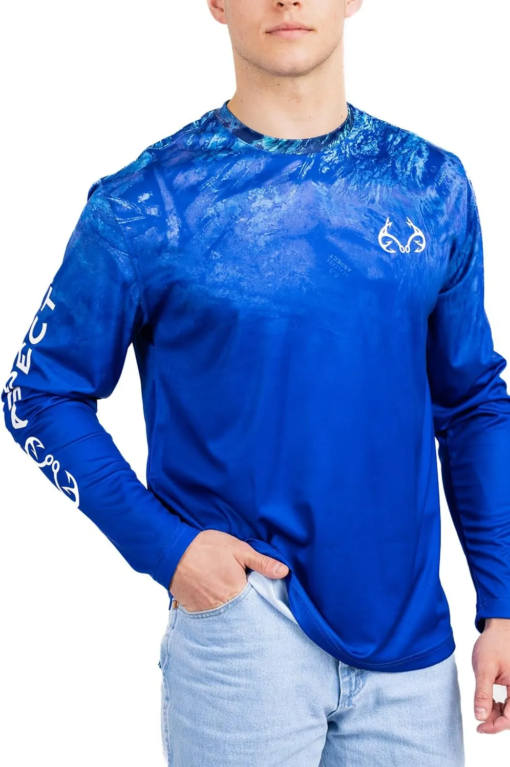 Realtree Men's Fishing Camo Sun Protection UV UPF 50  Long Sleeve Shirts and Hoodies Running Hiking Quick Dry