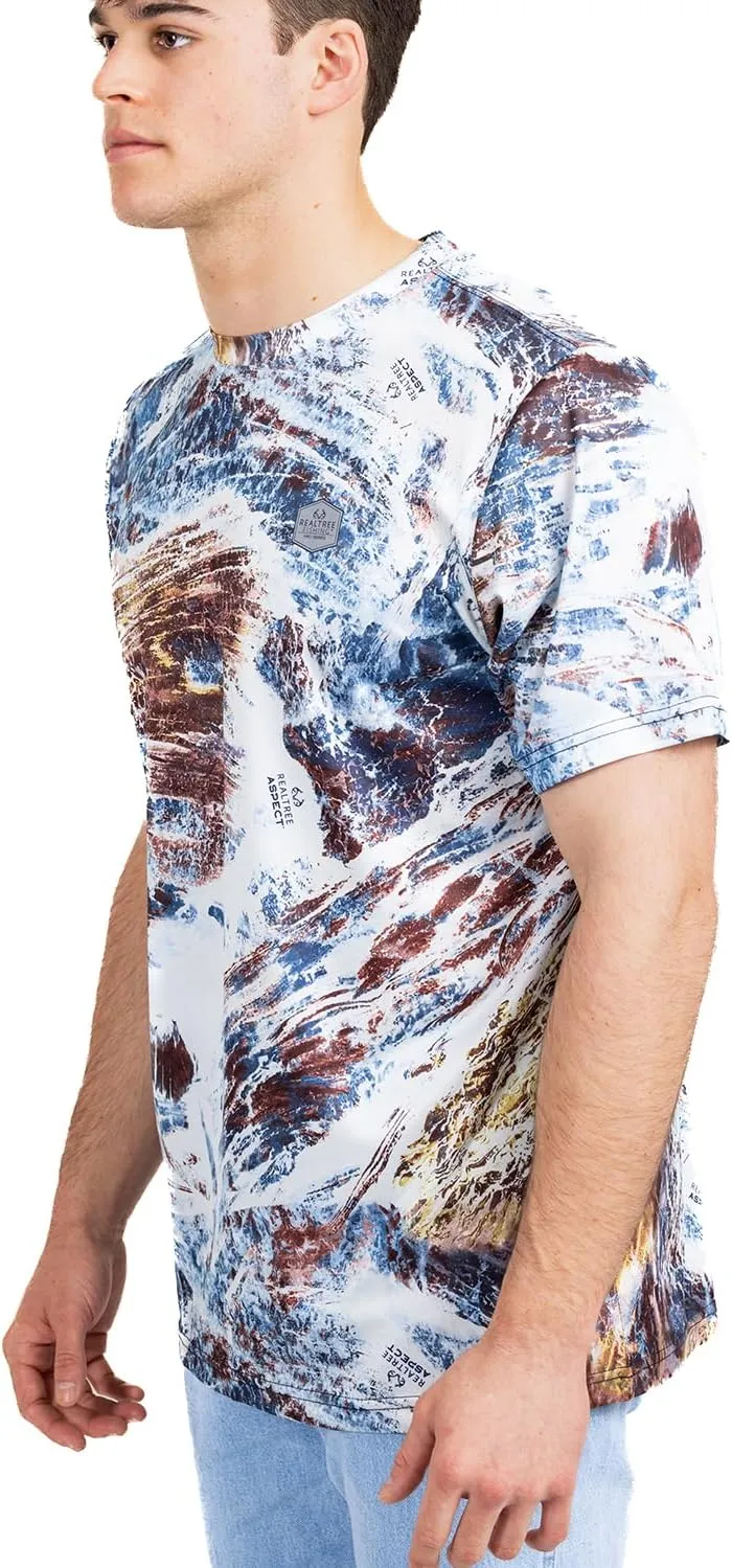 Realtree Men's Fishing Camo Sun Protection UV UPF 50  Short Sleeve Shirts and Hoodies Running Hiking Quick Dry