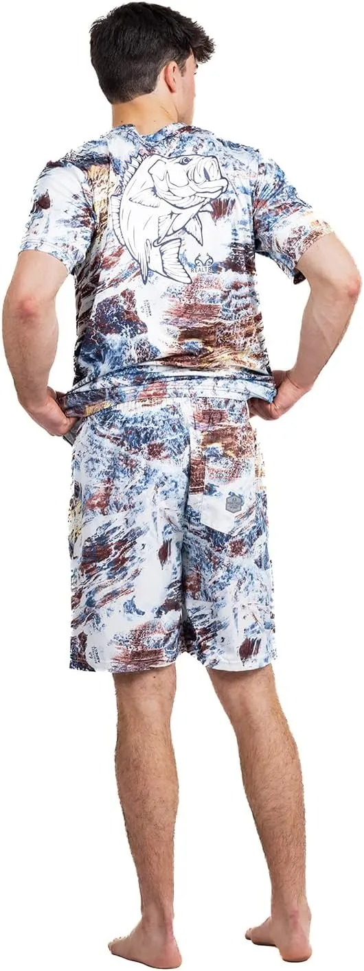 Realtree Men's Fishing Camo Sun Protection UV UPF 50  Short Sleeve Shirts and Hoodies Running Hiking Quick Dry