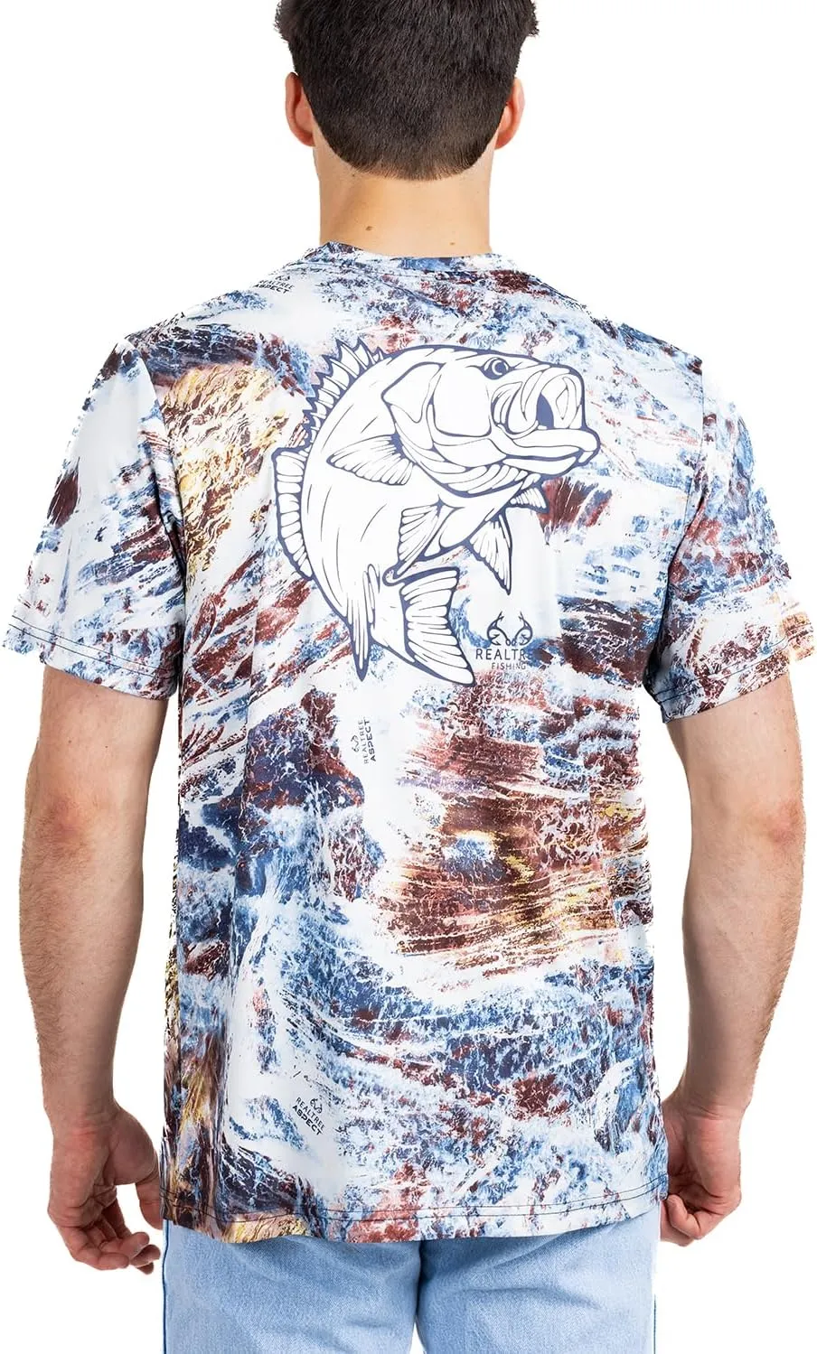 Realtree Men's Fishing Camo Sun Protection UV UPF 50  Short Sleeve Shirts and Hoodies Running Hiking Quick Dry