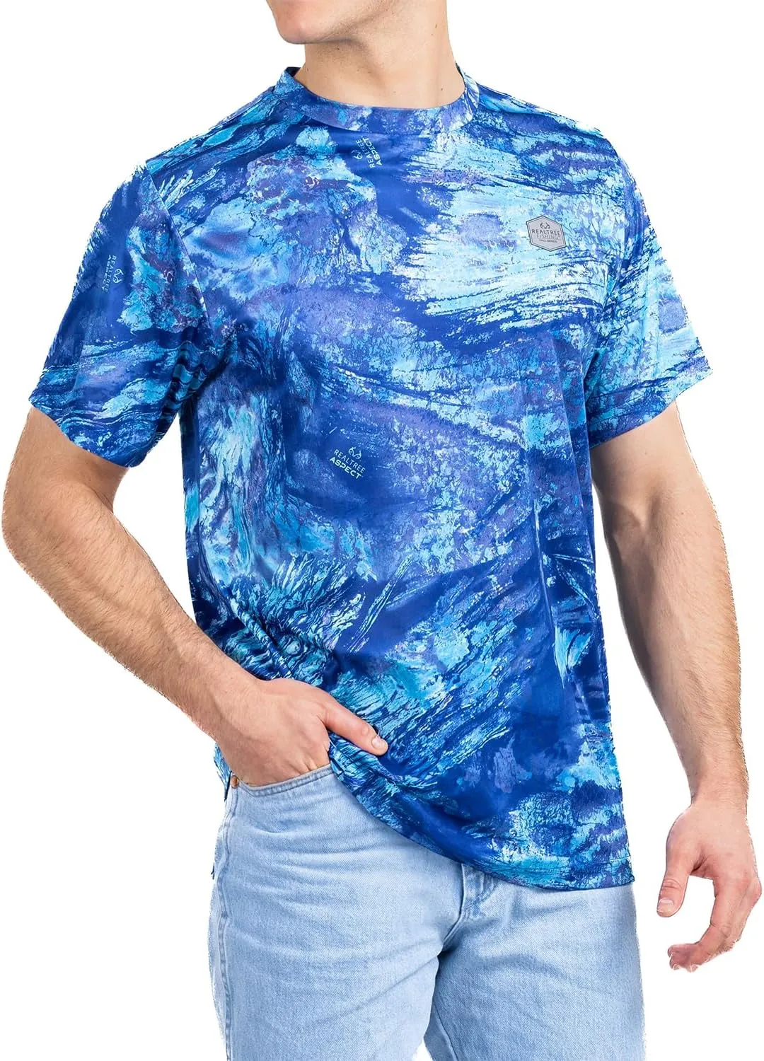 Realtree Men's Fishing Camo Sun Protection UV UPF 50  Short Sleeve Shirts and Hoodies Running Hiking Quick Dry