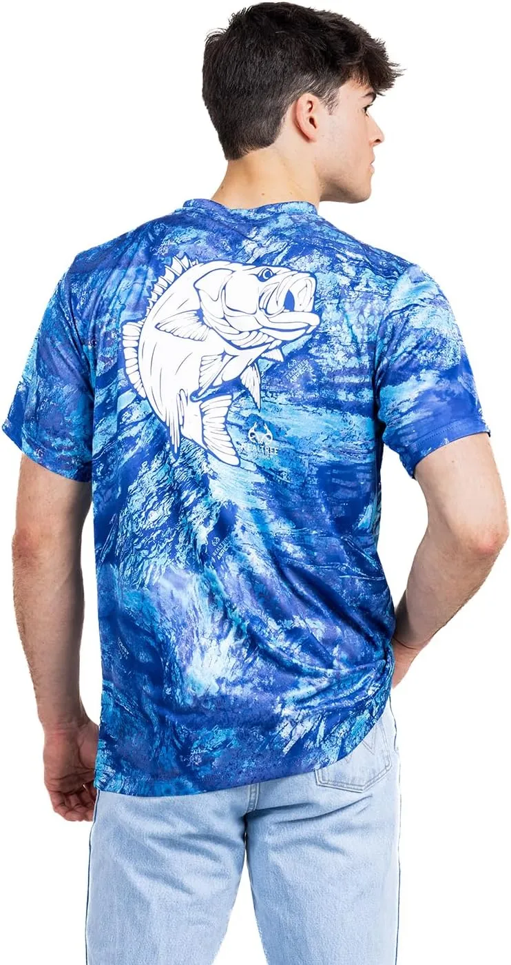 Realtree Men's Fishing Camo Sun Protection UV UPF 50  Short Sleeve Shirts and Hoodies Running Hiking Quick Dry