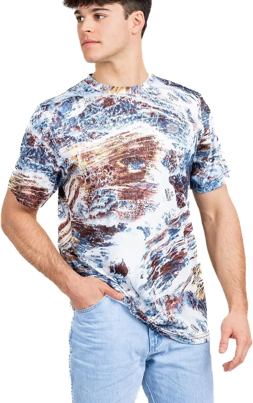 Realtree Men's Fishing Camo Sun Protection UV UPF 50  Short Sleeve Shirts and Hoodies Running Hiking Quick Dry