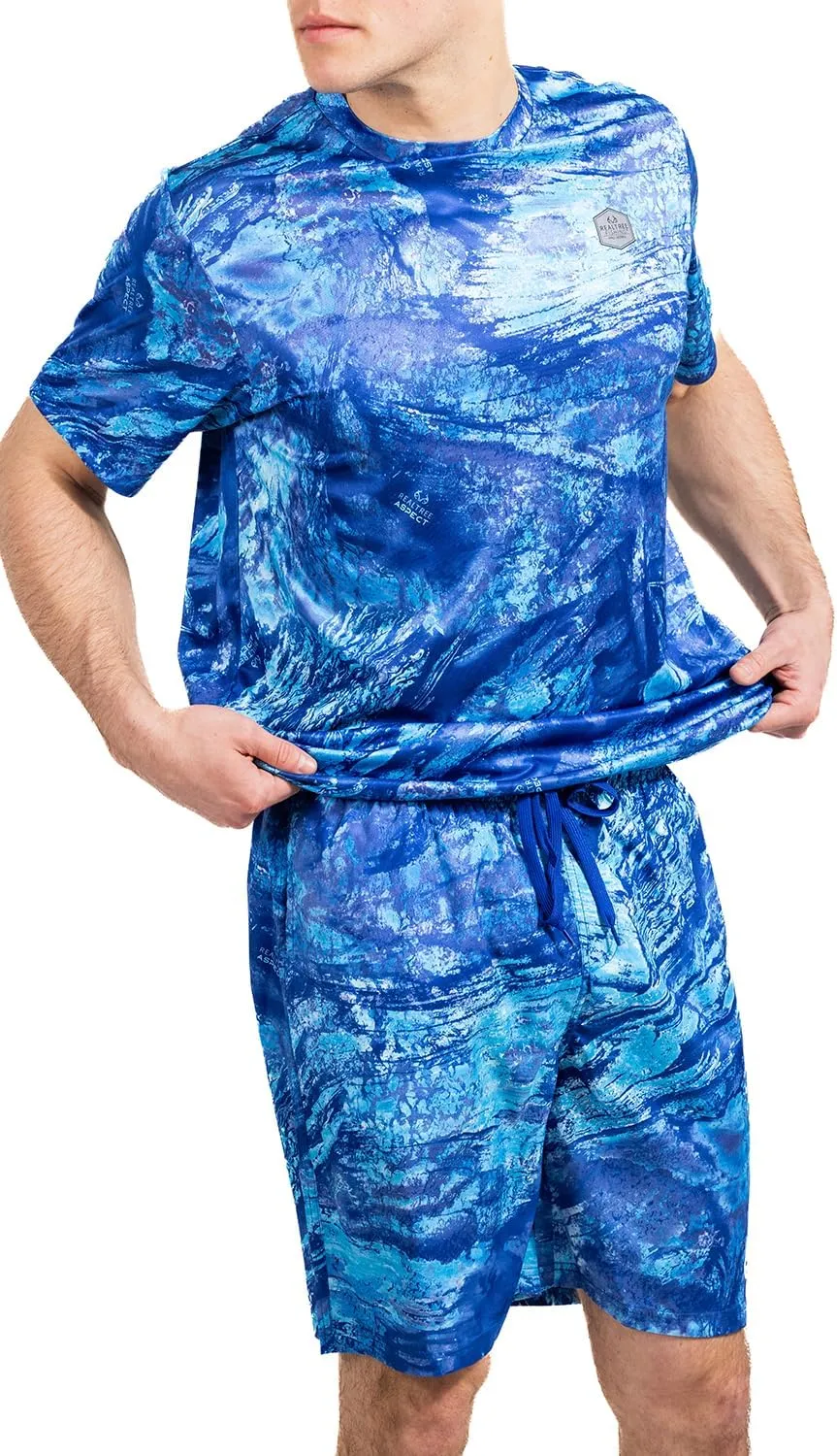 Realtree Men's Fishing Camo Sun Protection UV UPF 50  Short Sleeve Shirts and Hoodies Running Hiking Quick Dry