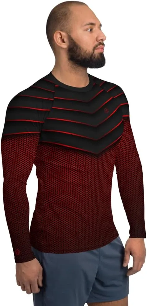 Red Glazer Men's Compression Shirts Men Long Sleeve Rash Guard Athletic Undershirt Gear T-shirt for Sports Workout