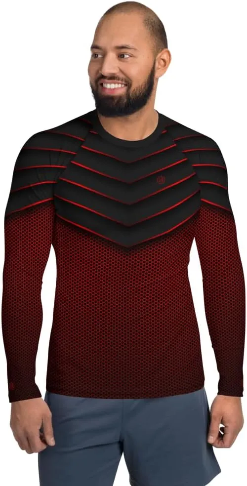 Red Glazer Men's Compression Shirts Men Long Sleeve Rash Guard Athletic Undershirt Gear T-shirt for Sports Workout