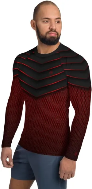 Red Glazer Men's Compression Shirts Men Long Sleeve Rash Guard Athletic Undershirt Gear T-shirt for Sports Workout