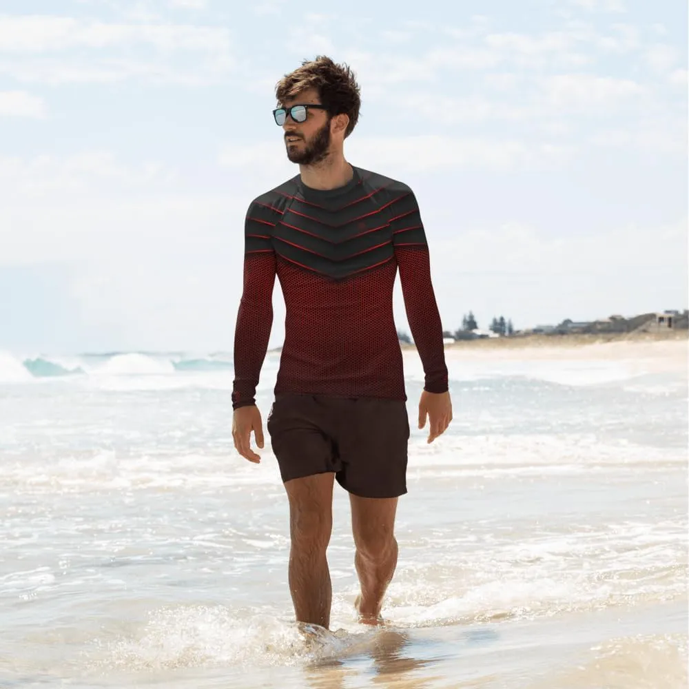 Red Glazer Men's Compression Shirts Men Long Sleeve Rash Guard Athletic Undershirt Gear T-shirt for Sports Workout