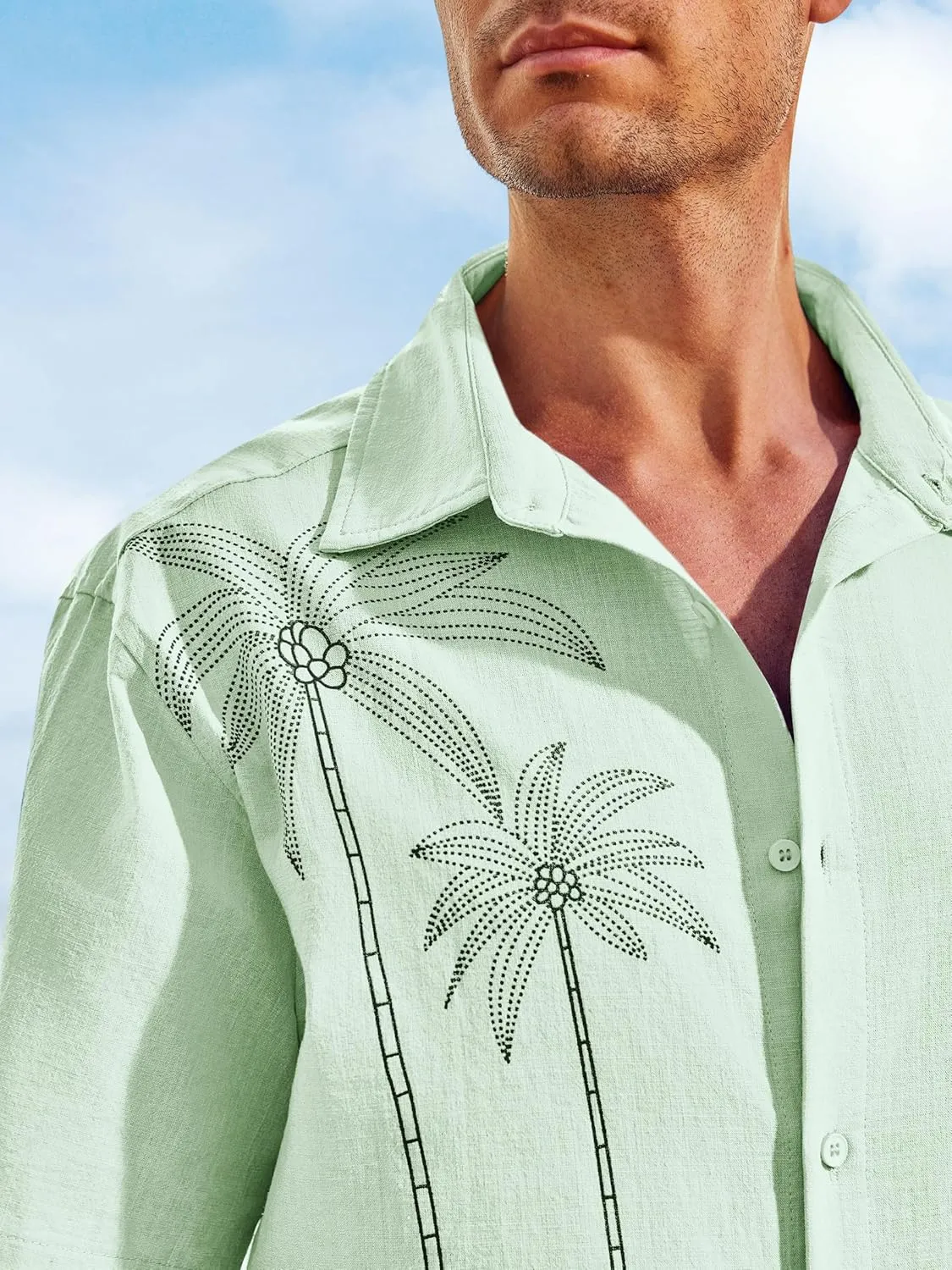 Runcati Mens Hawaiian Shirt Short Sleeve Button Down Summer Beach Vacation Cotton Linen Shirts