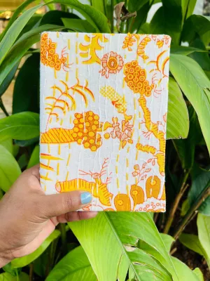 Saffron Upcycled Fabric Journal Unruled Pages