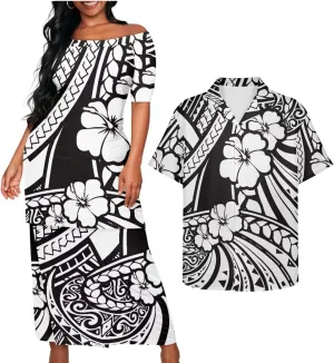 Samoa Couple Outfit Puletasi Samoa Dress Polynesian Shirts for Men Puletasi Samoan Traditional Dress Hawaiian