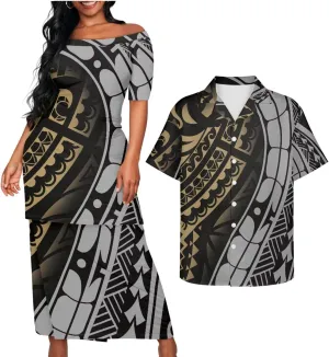 Samoa Couple Outfit Puletasi Samoa Dress Polynesian Shirts for Men Puletasi Samoan Traditional Dress Hawaiian