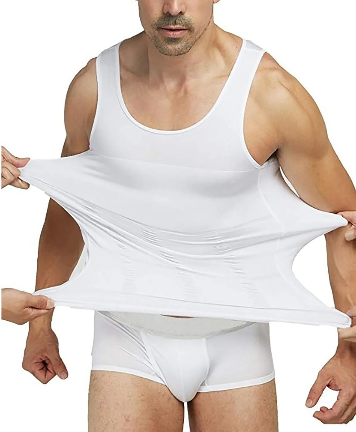 Shaperluv Tank Top Men,Compression Shirt Slimming Body Shaper Vest Workout Tank Top Abs Abdomen Undershirts