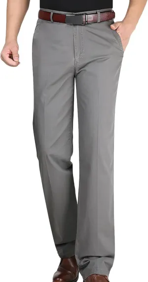 Slim Fit Dress Pants for Men 2023 Fashion Causal Flat Front Solid Straight Legs Regular Fit Buckle Zipper Trouser