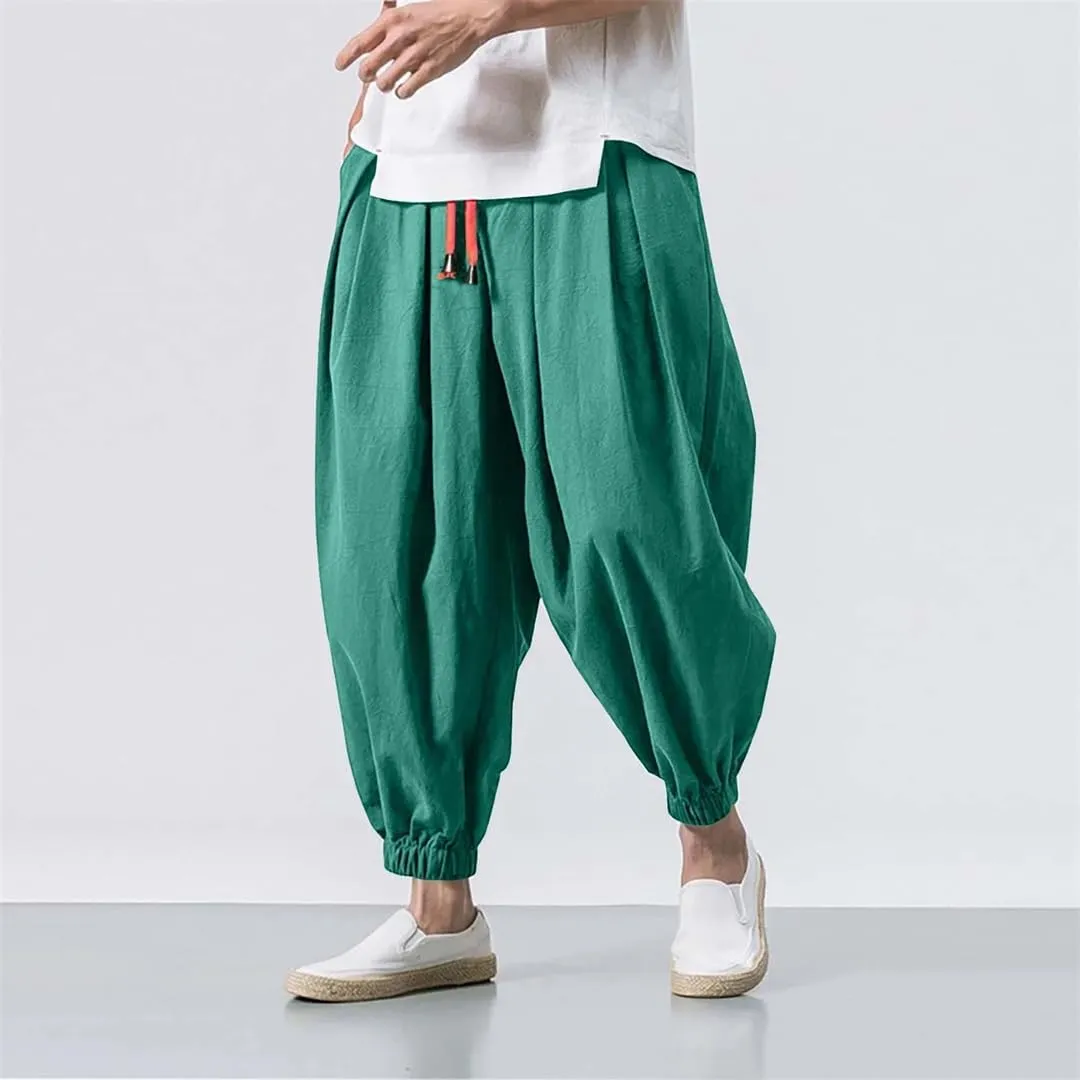 Solid Harem Men Pants Loose Casual Joggers Sportswear Lantern Pants Men's Elasticated Trousers