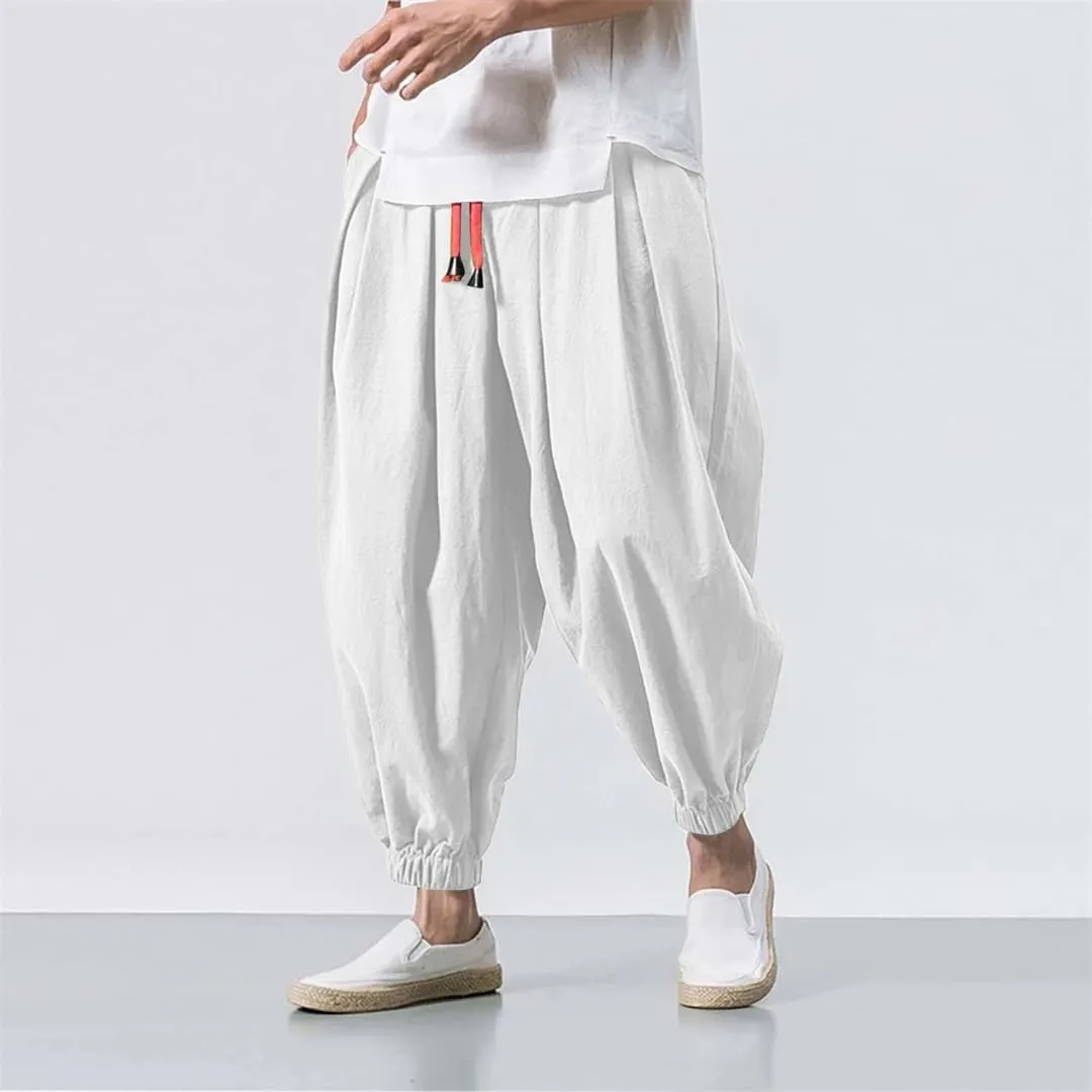 Solid Harem Men Pants Loose Casual Joggers Sportswear Lantern Pants Men's Elasticated Trousers