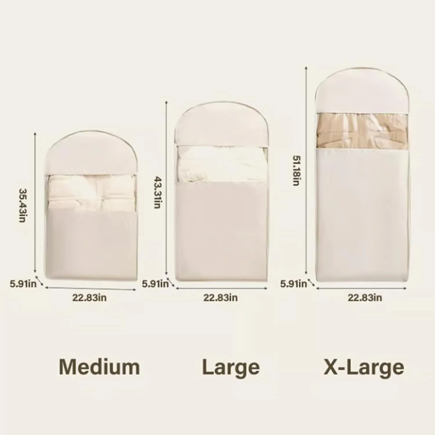 Space Saving Hanging Garment Bag with Self Compression Zipper, Otherwise Garment Bag, 2025 New Space Saving Hanging Protector, Space Saver Closet Organizers(Beige,L)