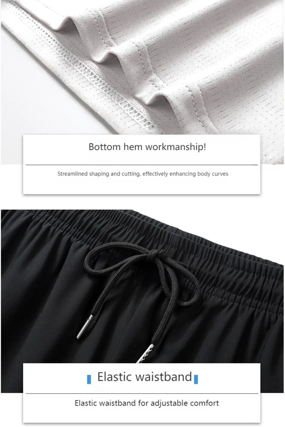 Sport Set for Men Black White T-Shirts Shorts Quick Dry Flex-Fit for Fitness Gym Running Casual Wear