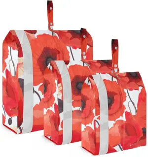 Spring Poppy Flower Packing Cubes for Suitcases 3 Set Expandable Compression Luggage Packing Organizers for Carry on Suitcase Travel Accessories Luggage Organizer Bags Set