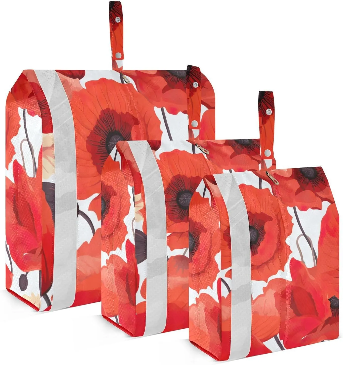 Spring Poppy Flower Packing Cubes for Suitcases 3 Set Expandable Compression Luggage Packing Organizers for Carry on Suitcase Travel Accessories Luggage Organizer Bags Set