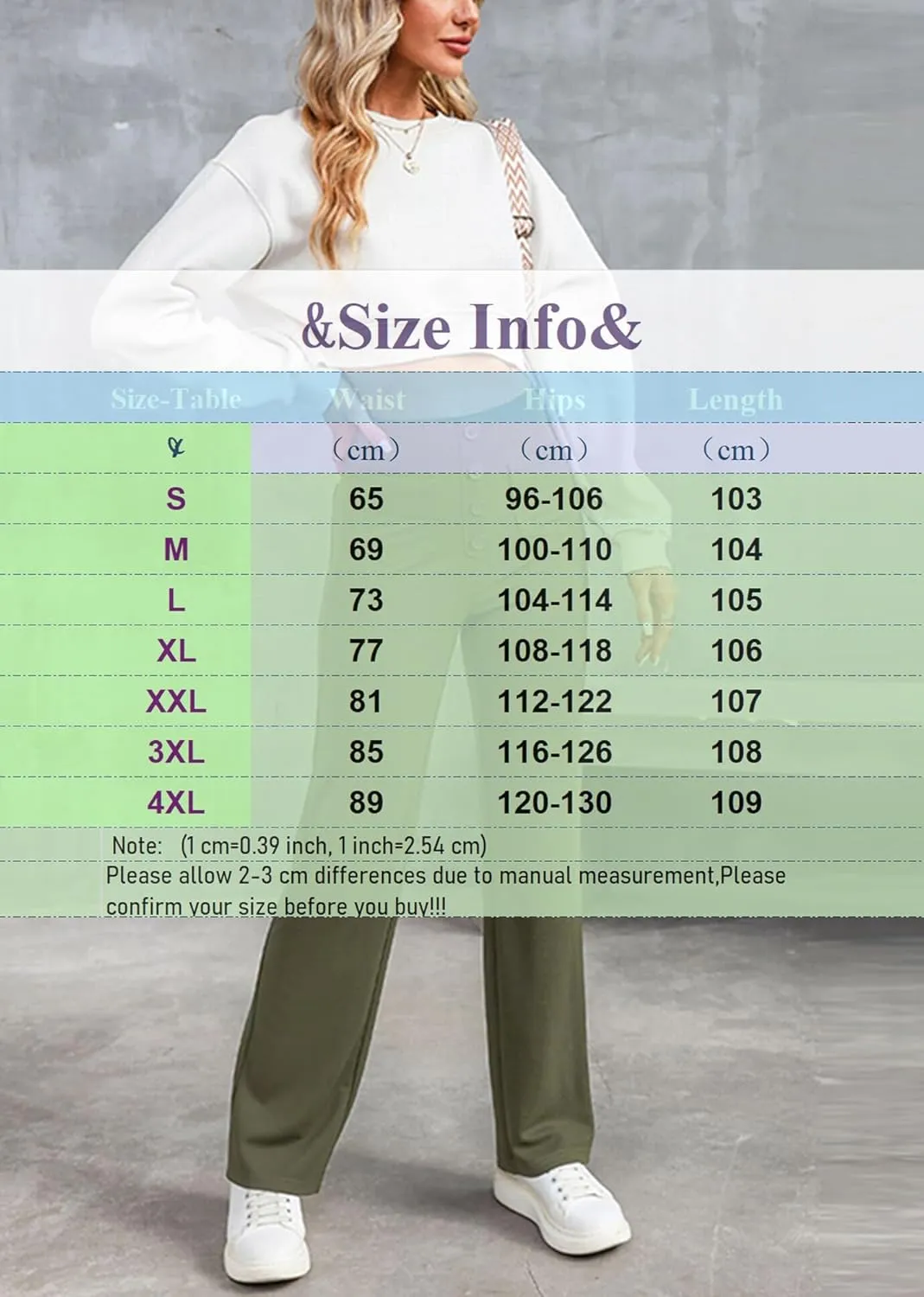 Straight Leg Pants Women Casual High Waist Button Elastic Trousers Tummy Control Stretch Pants with Multiple Pockets