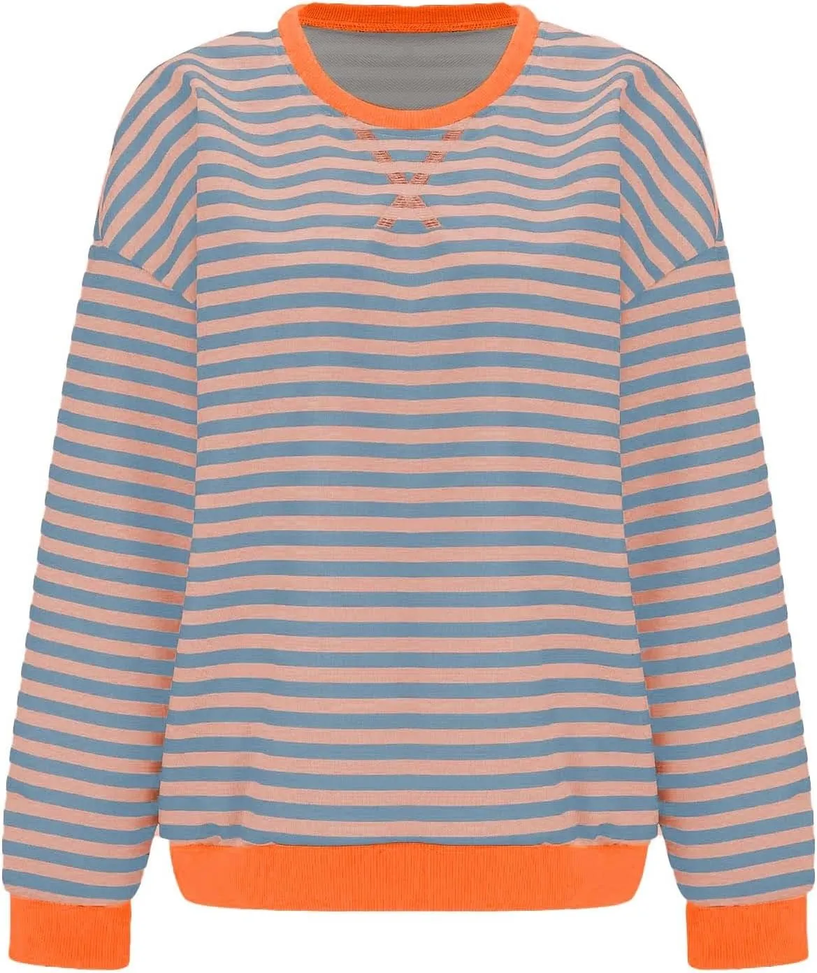 Striped Shirt Colorblock Sweatshirt Women Oversized Sweatshirt Long Sleeve Shirts Fall Outfits for Women 2024