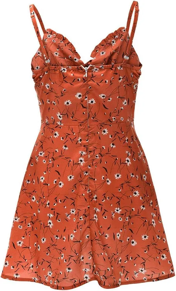 Summer Dresses for Women 2025 V-Neck Spaghetti Strap Bowknot Backless Sleeveless Lace Mini Swing Skater Dress