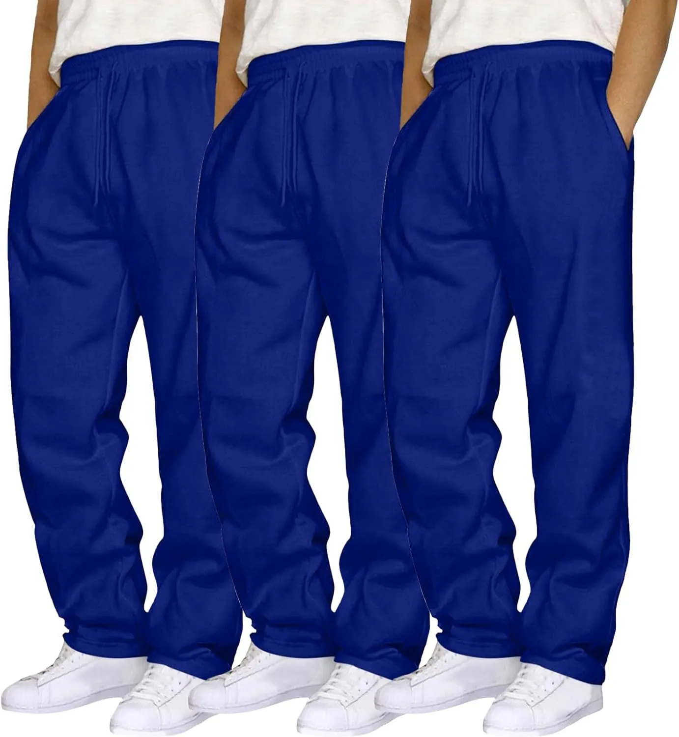 SUWBMHWE Men's Casual Baggy Sweatpants 3 Pack Trousers Heavyweight Fleece Jogger Elastic Waist Drawstring Gym Workout Pants
