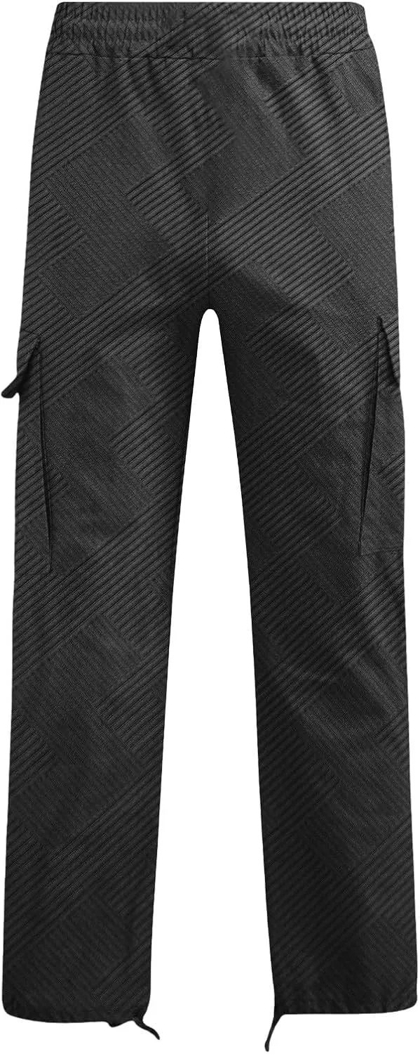 Sweatpants for Men Sport Tapered Tactical Slacks Man Split Utility Slim Fit Expandable Waist Solid Color Cargo