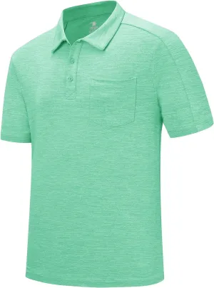 TBMPOY Men's Polo Shirts Short Sleeves with Pocket Lightweight Quick Dry Outdoor Casual Work Golf Sports Shirt