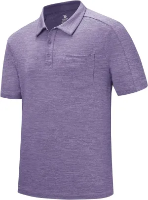 TBMPOY Men's Polo Shirts Short Sleeves with Pocket Lightweight Quick Dry Outdoor Casual Work Golf Sports Shirt