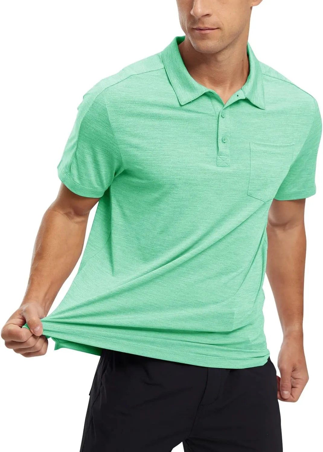 TBMPOY Men's Polo Shirts Short Sleeves with Pocket Lightweight Quick Dry Outdoor Casual Work Golf Sports Shirt