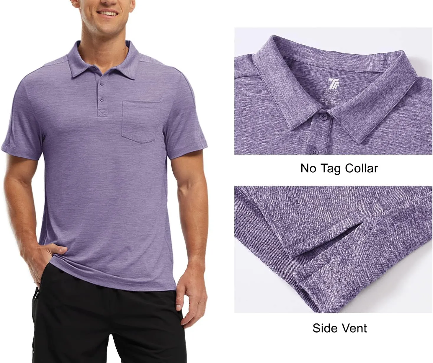 TBMPOY Men's Polo Shirts Short Sleeves with Pocket Lightweight Quick Dry Outdoor Casual Work Golf Sports Shirt