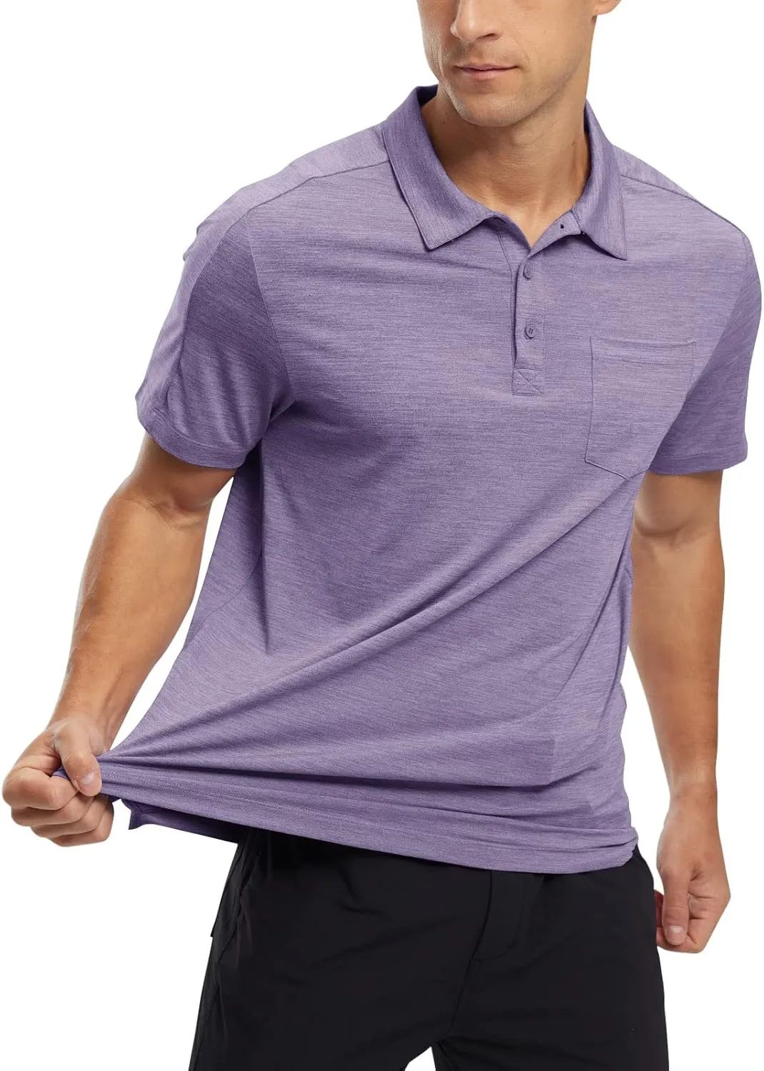 TBMPOY Men's Polo Shirts Short Sleeves with Pocket Lightweight Quick Dry Outdoor Casual Work Golf Sports Shirt