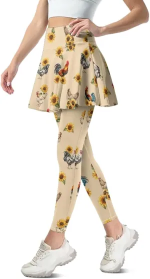 Tennis Skirted Leggings for Women High Waist Skirted Pants with Pockets Pickleball Golf Pants with Skirt