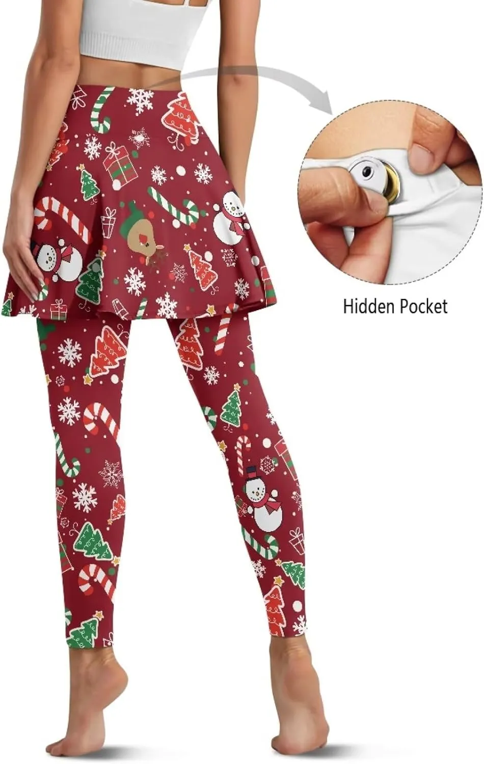 Tennis Skirted Leggings for Women High Waist Skirted Pants with Pockets Pickleball Golf Pants with Skirt