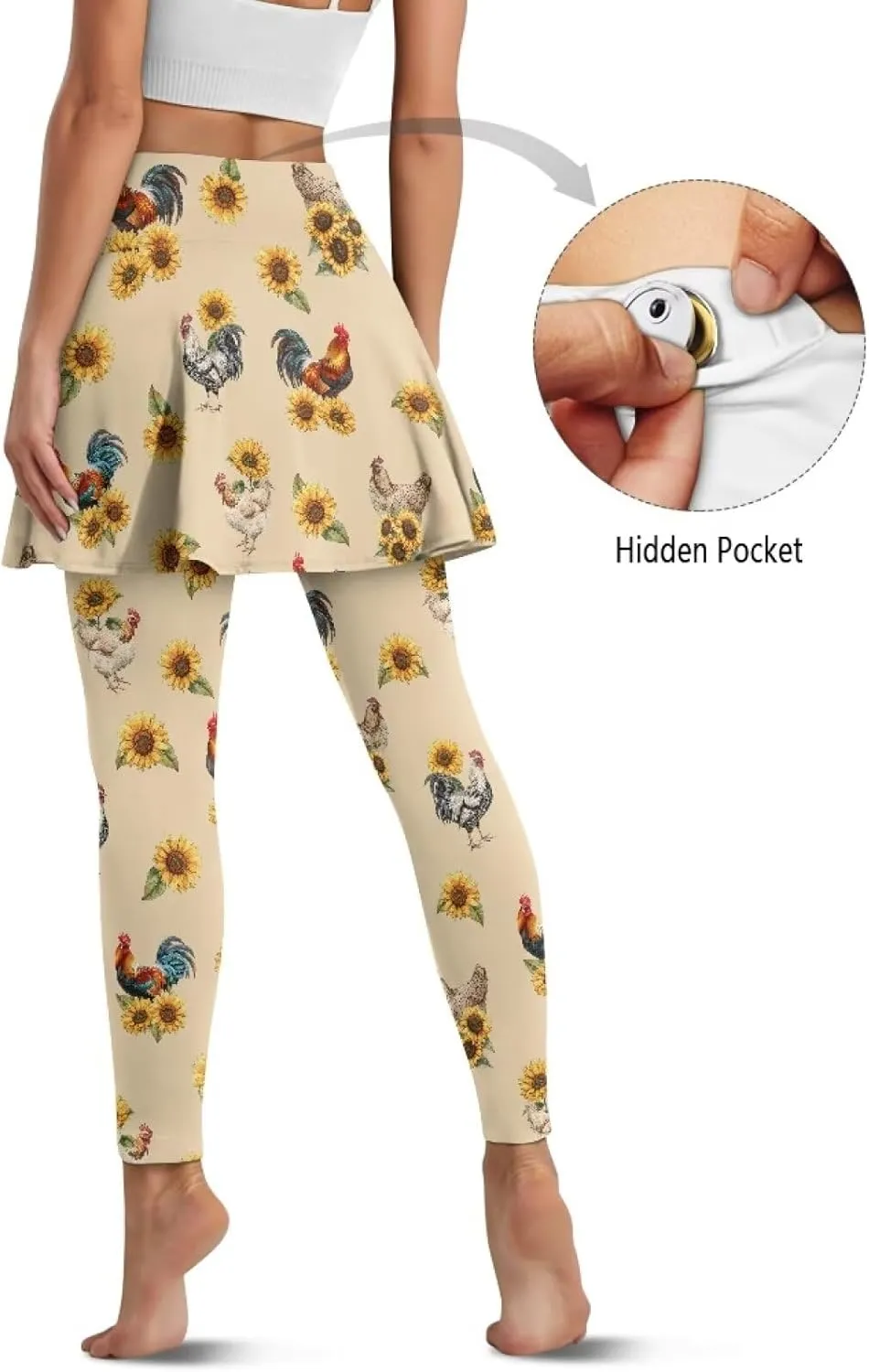 Tennis Skirted Leggings for Women High Waist Skirted Pants with Pockets Pickleball Golf Pants with Skirt