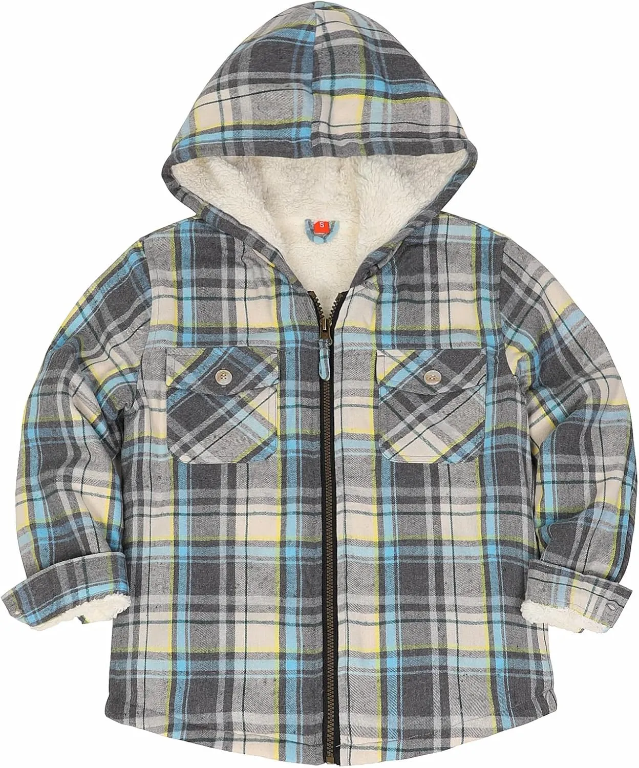 ThCreasa Girls Plaid Flannel Jacket Sherpa Fleece Lined Zip Up Winter Shirts with Hood