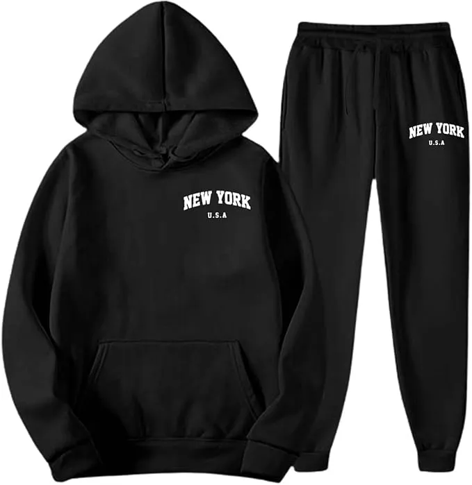 Tracksuit Mens Full Set Long Sleeve Hooded Sweatshirt and Sweatpants Set  for Men Sport and Christmas