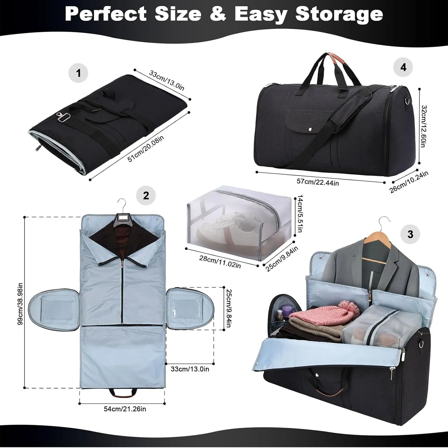 Travel Garment Bag Garment Bag For Travel Portable Garment Bag Foldable Garment Bag Hanging Garment Bag For Travel Carry- Garment Bag Lightweight Garment Bag Suit Garment Bag For Travel