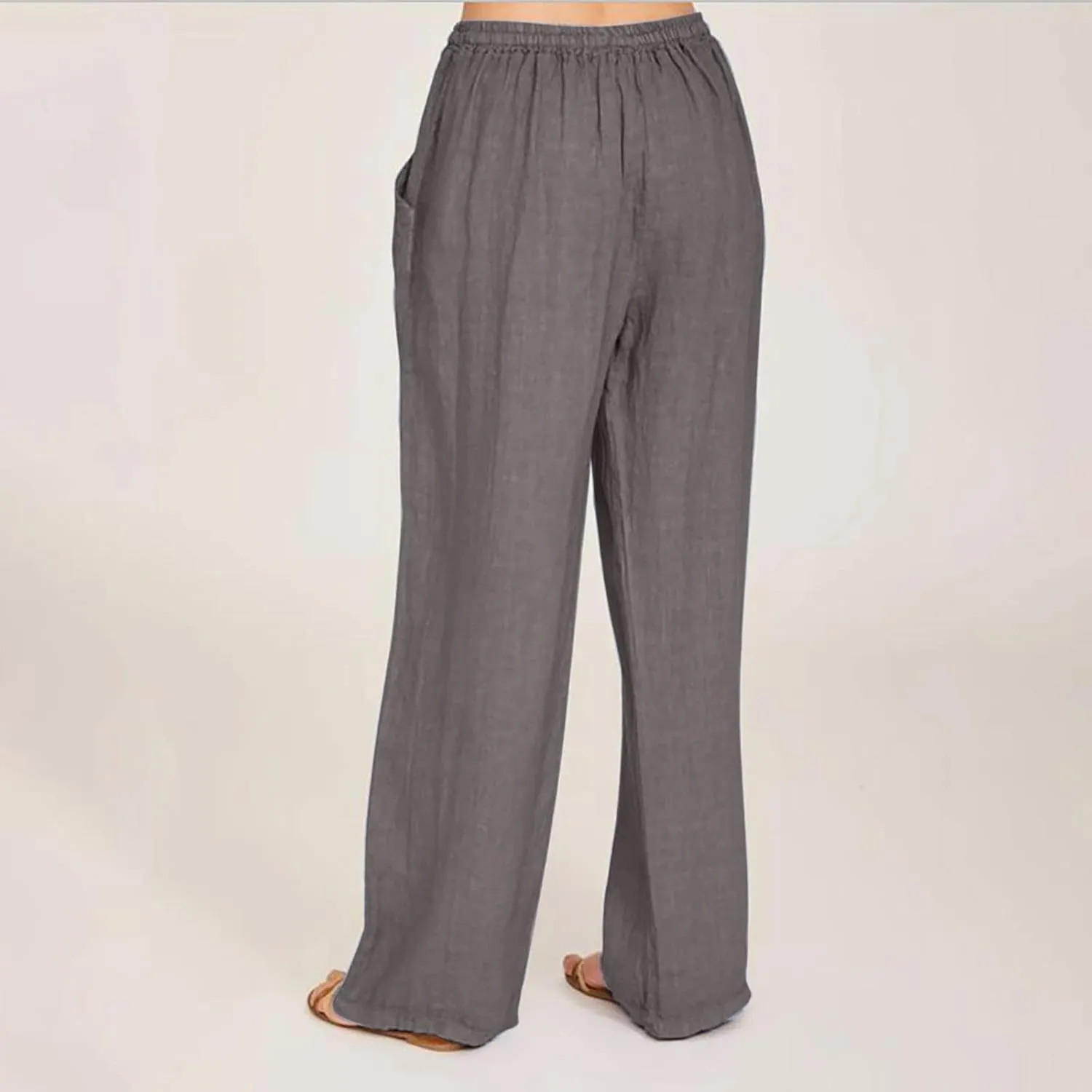 TUNUSKAT Womens Wide Leg Linen Pants Summer High Waist Cotton Palazzo Trousers Lounge Flowy Boho Slacks Beach Travel Outfits